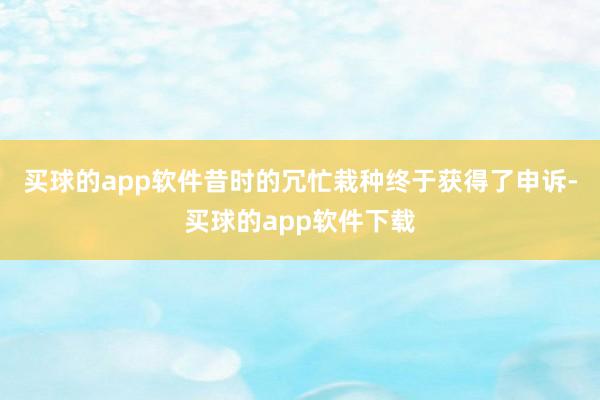 买球的app软件昔时的冗忙栽种终于获得了申诉-买球的app软件下载