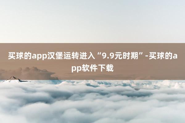 买球的app汉堡运转进入“9.9元时期”-买球的app软件下载
