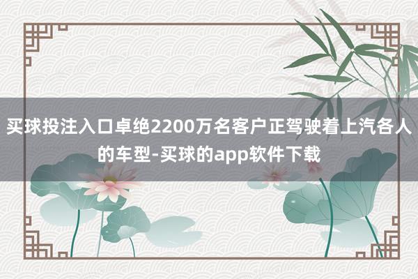 买球投注入口卓绝2200万名客户正驾驶着上汽各人的车型-买球的app软件下载