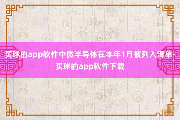 买球的app软件中微半导体在本年1月被列入清单-买球的app软件下载