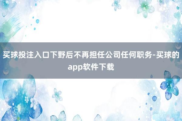 买球投注入口下野后不再担任公司任何职务-买球的app软件下载