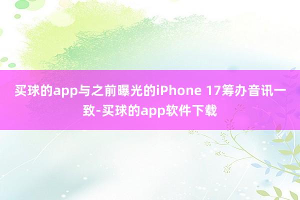 买球的app与之前曝光的iPhone 17筹办音讯一致-买球的app软件下载