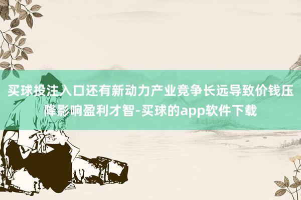 买球投注入口还有新动力产业竞争长远导致价钱压降影响盈利才智-买球的app软件下载