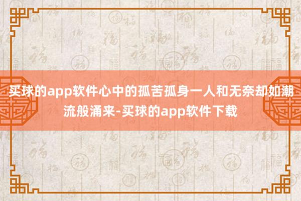 买球的app软件心中的孤苦孤身一人和无奈却如潮流般涌来-买球的app软件下载