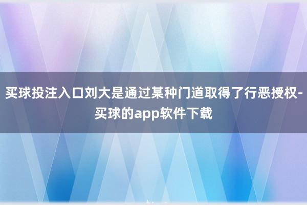 买球投注入口刘大是通过某种门道取得了行恶授权-买球的app软件下载