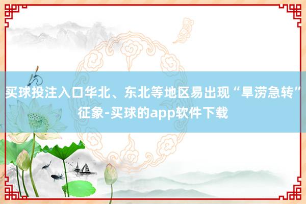 买球投注入口华北、东北等地区易出现“旱涝急转”征象-买球的app软件下载