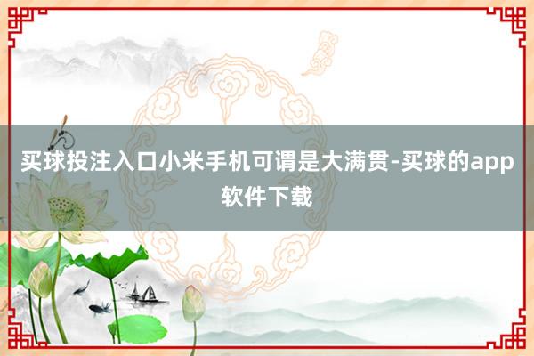 买球投注入口小米手机可谓是大满贯-买球的app软件下载
