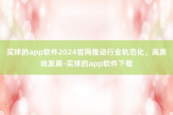 买球的app软件2024官网推动行业轨范化、高质地发展-买球的app软件下载