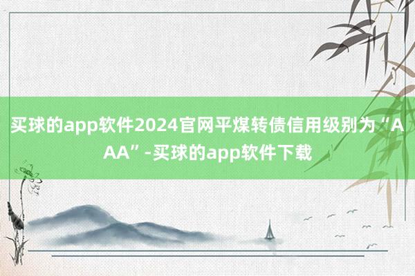 买球的app软件2024官网平煤转债信用级别为“AAA”-买球的app软件下载